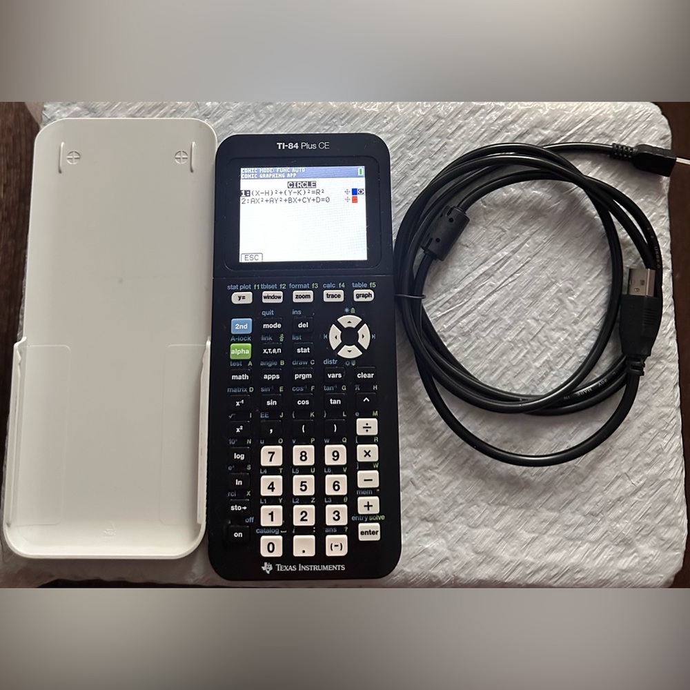 Texas Instruments TI-84 Plus CE Graphing Calculator Beige Charging Cord Working